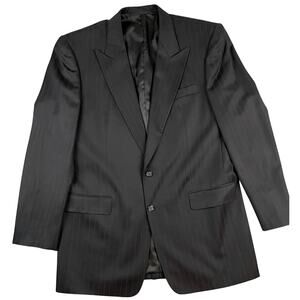 Gianni Versace Tessuti 90s Black Pinstripe Blazer 42R (Estimated)